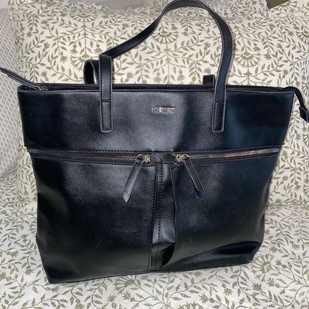 Nine West Coralia Yuliana Black Leather Tote